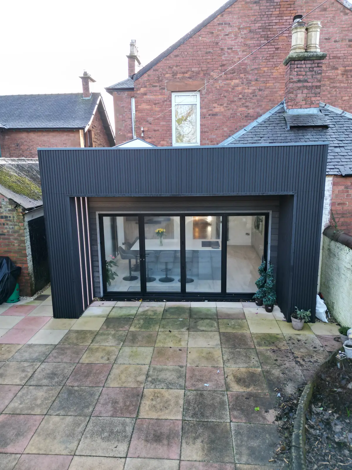 After: rear of house before and after extension, Kilmarnock