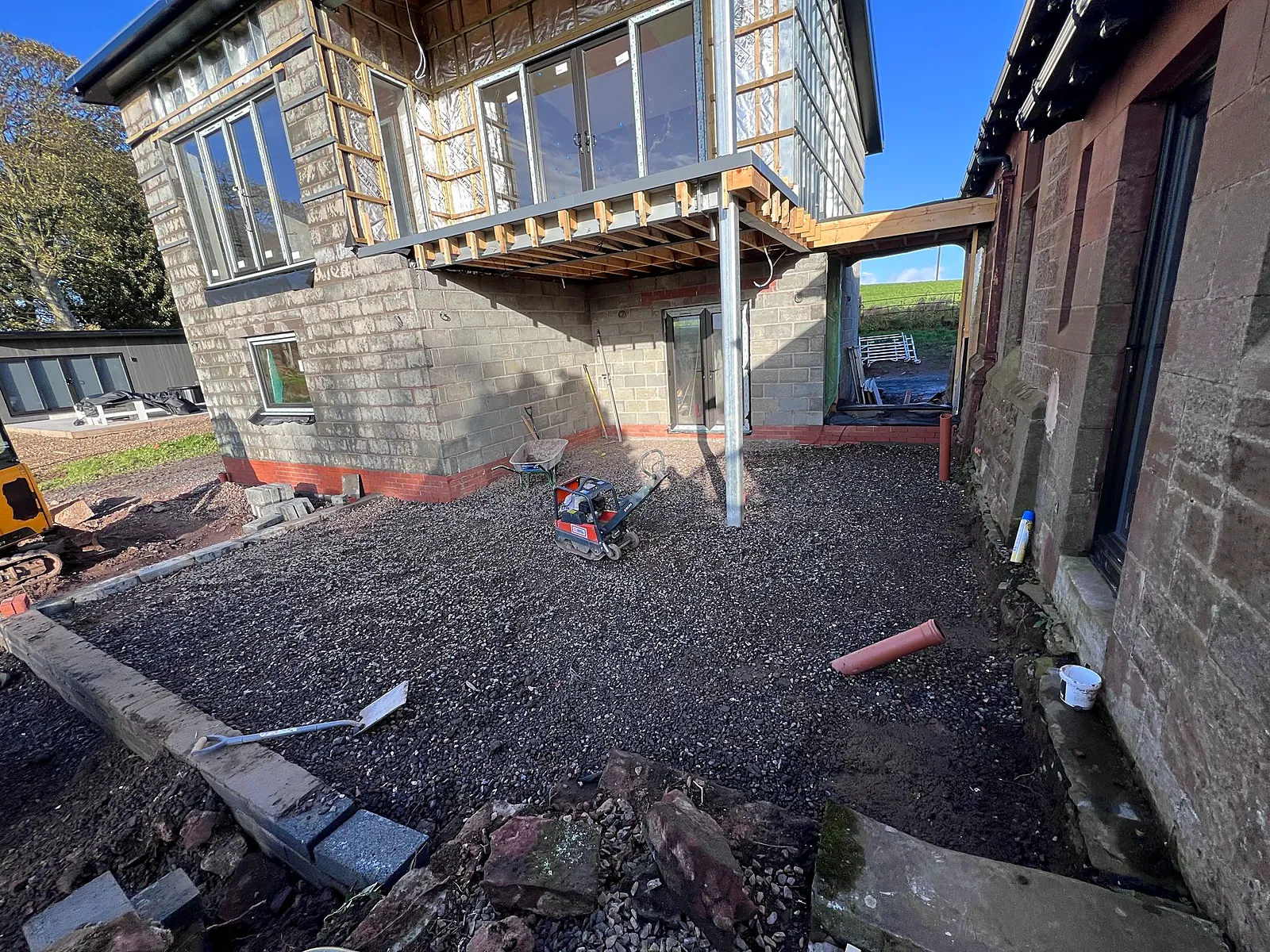Blockwork shell of a two storey extension