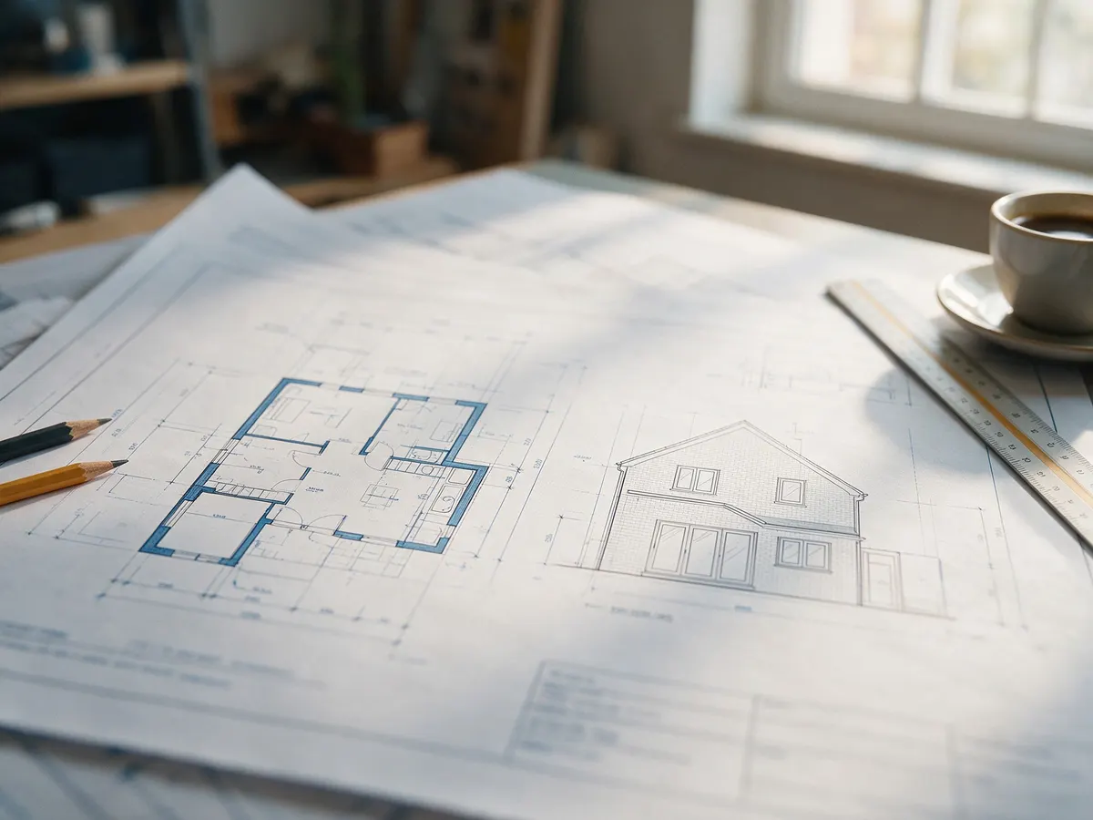 Floor plans and elevations for a house extension