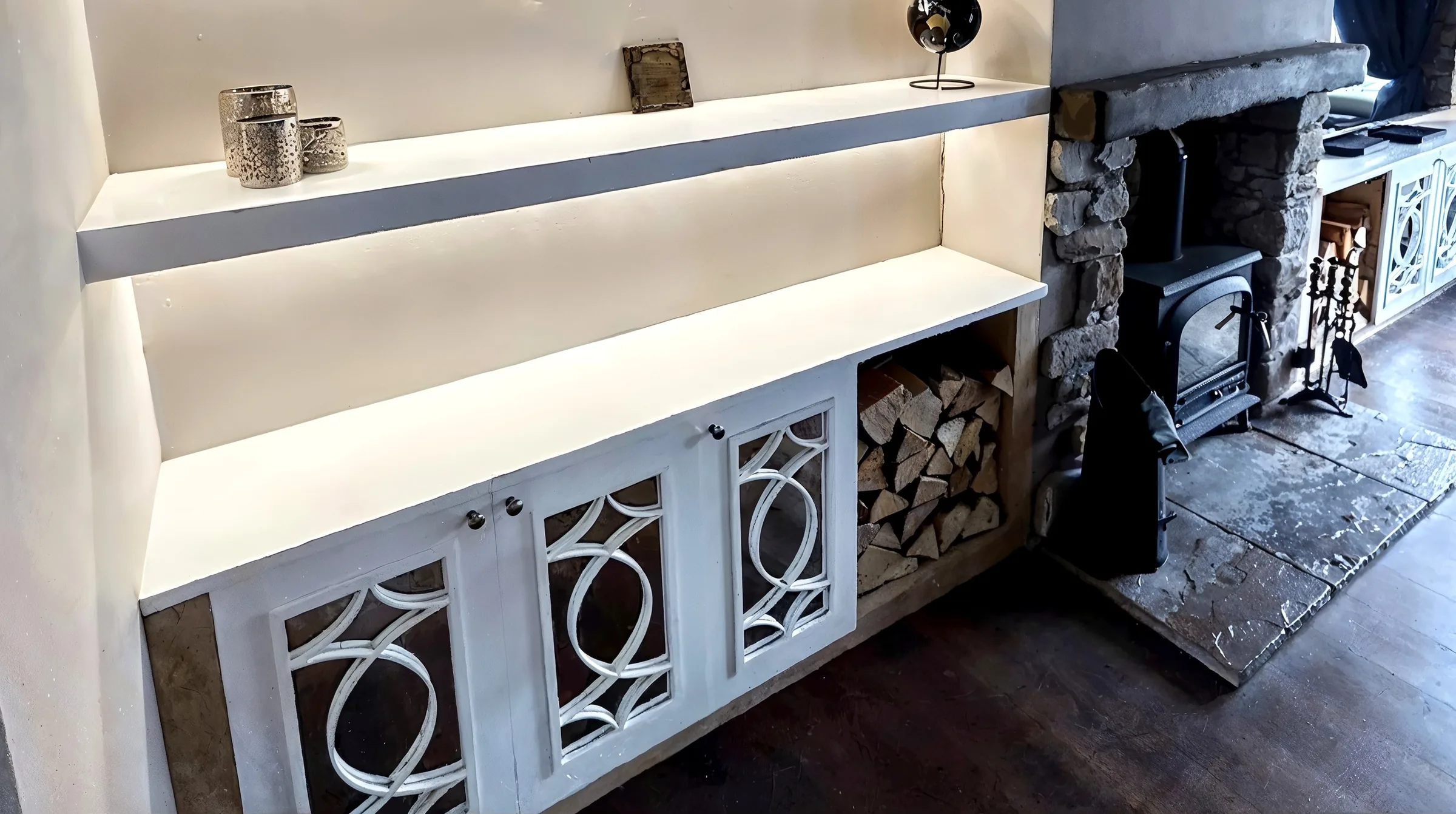 Painted Media Wall with CNC-Cut Doors, Ayrshire