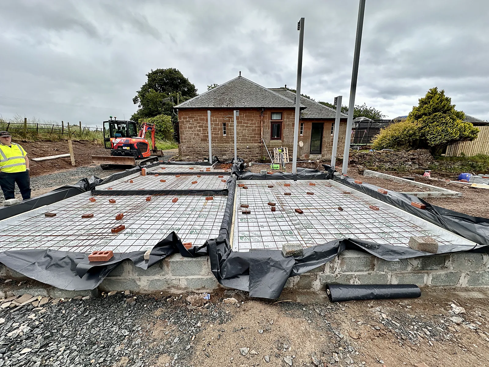 Floor slab for a large extension set out to the drawings by Cutwood Joinery & Construction