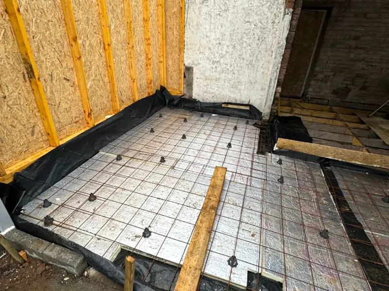 Insulated floor ready for the slab, house extension in Ayrshire by Cutwood Joinery & Construction