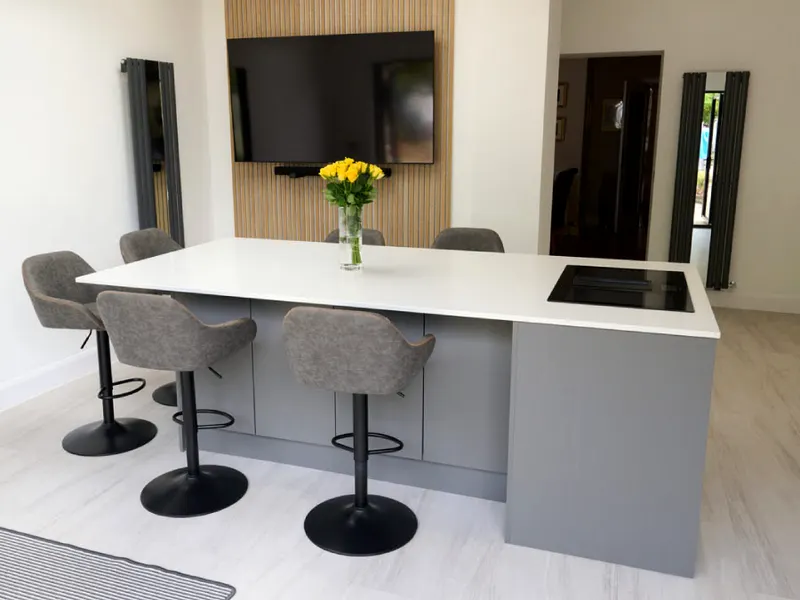 The new kitchen inside, house extension in Ayrshire by Cutwood Joinery & Construction